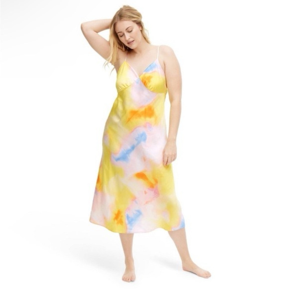DVF DIANE VON FURSTENBERG  X TARGET SUNSET LONG SATIN SLIP DRESS